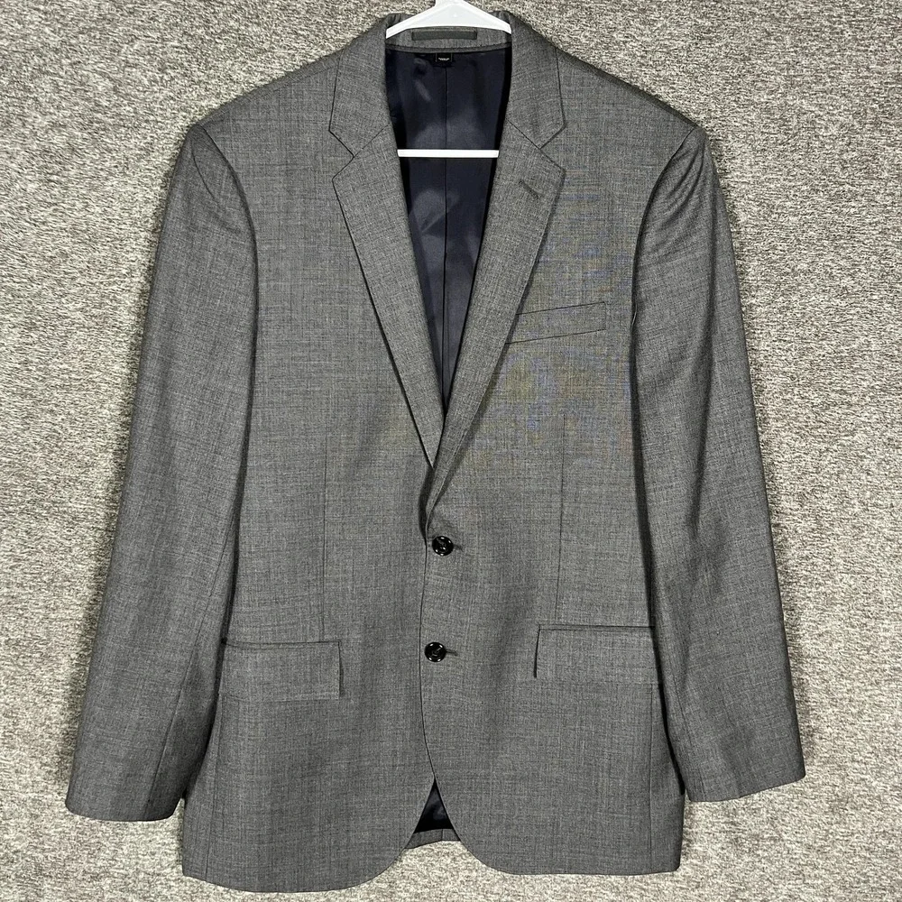 J.Crew Blazer Mens 40R Gray Ludlow Tollegno Wool Coat Two Button Double Vent